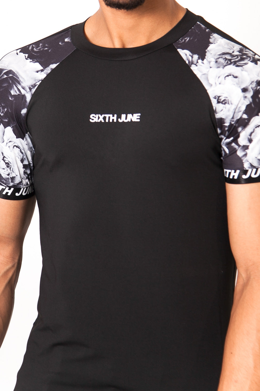 Sixth June - T-shirt rose bicolore imprimé noir