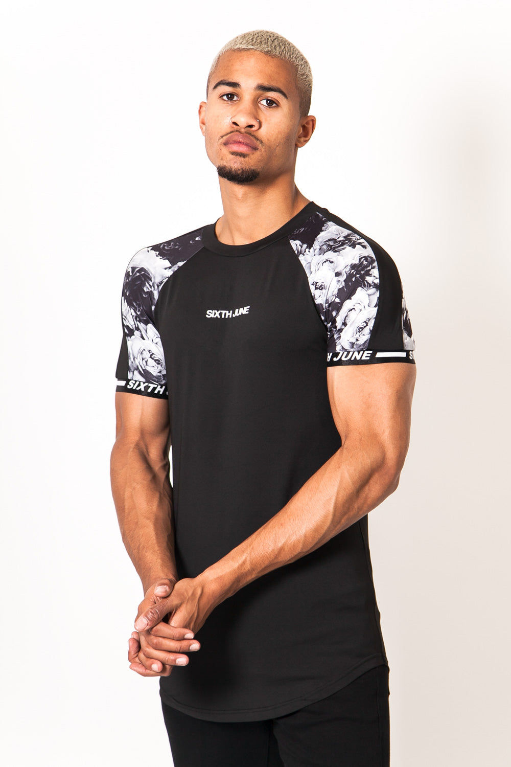 Sixth June - T-shirt rose bicolore imprimé noir