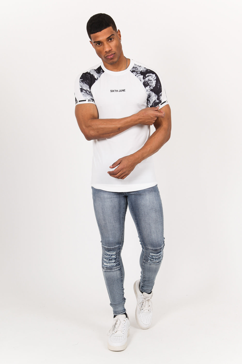 Sixth June - T-shirt rose bicolore blanc