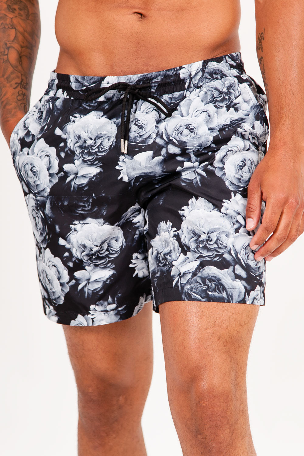 Sixth June - Short bain imprimé fleur noir blanc