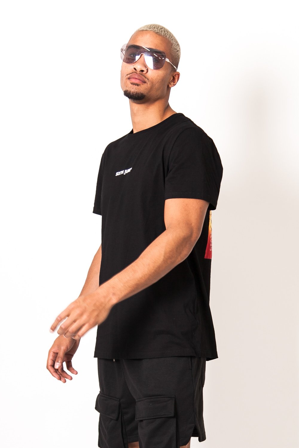 Tshirt imprimé bandana multicolore noir