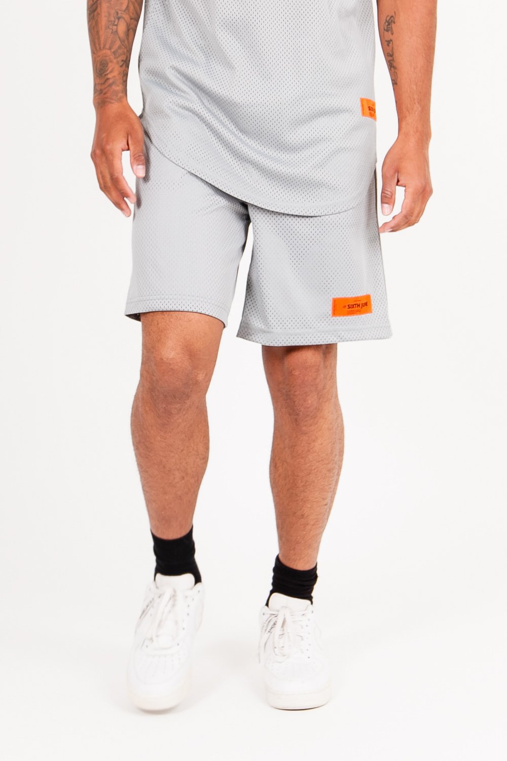Short mesh logo gris