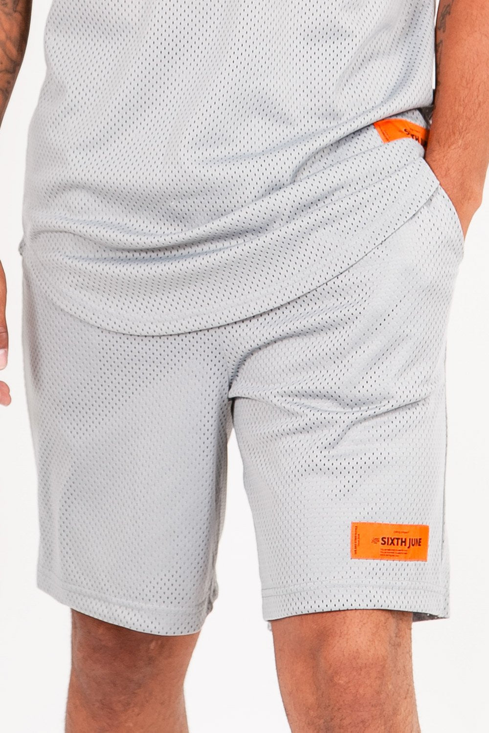 Short mesh logo gris