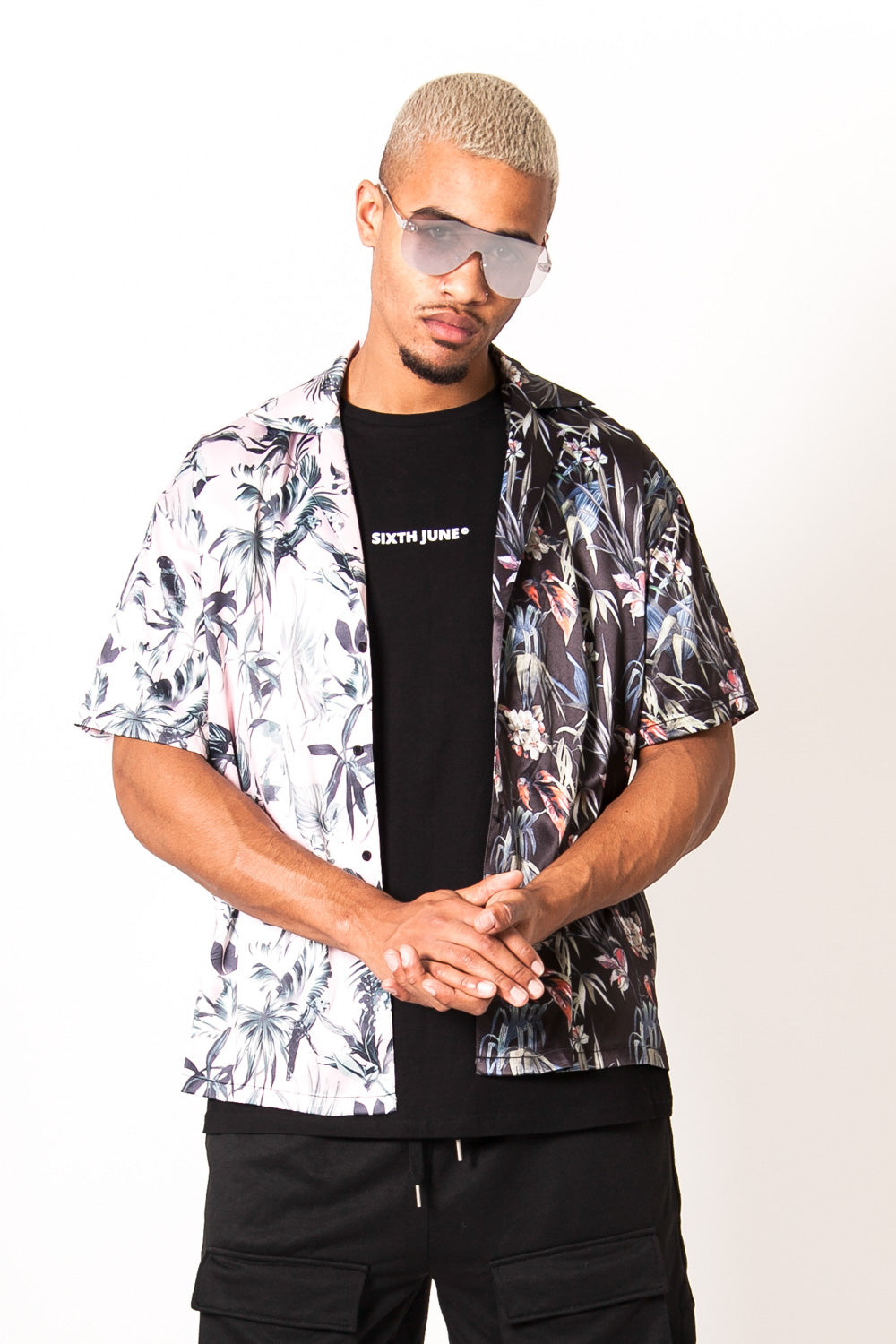 Sixth June - Chemisette tropical bicolore rose noir