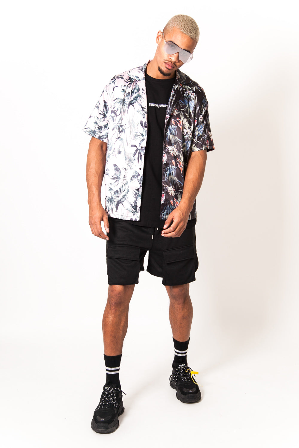 Sixth June - Chemisette tropical bicolore rose noir