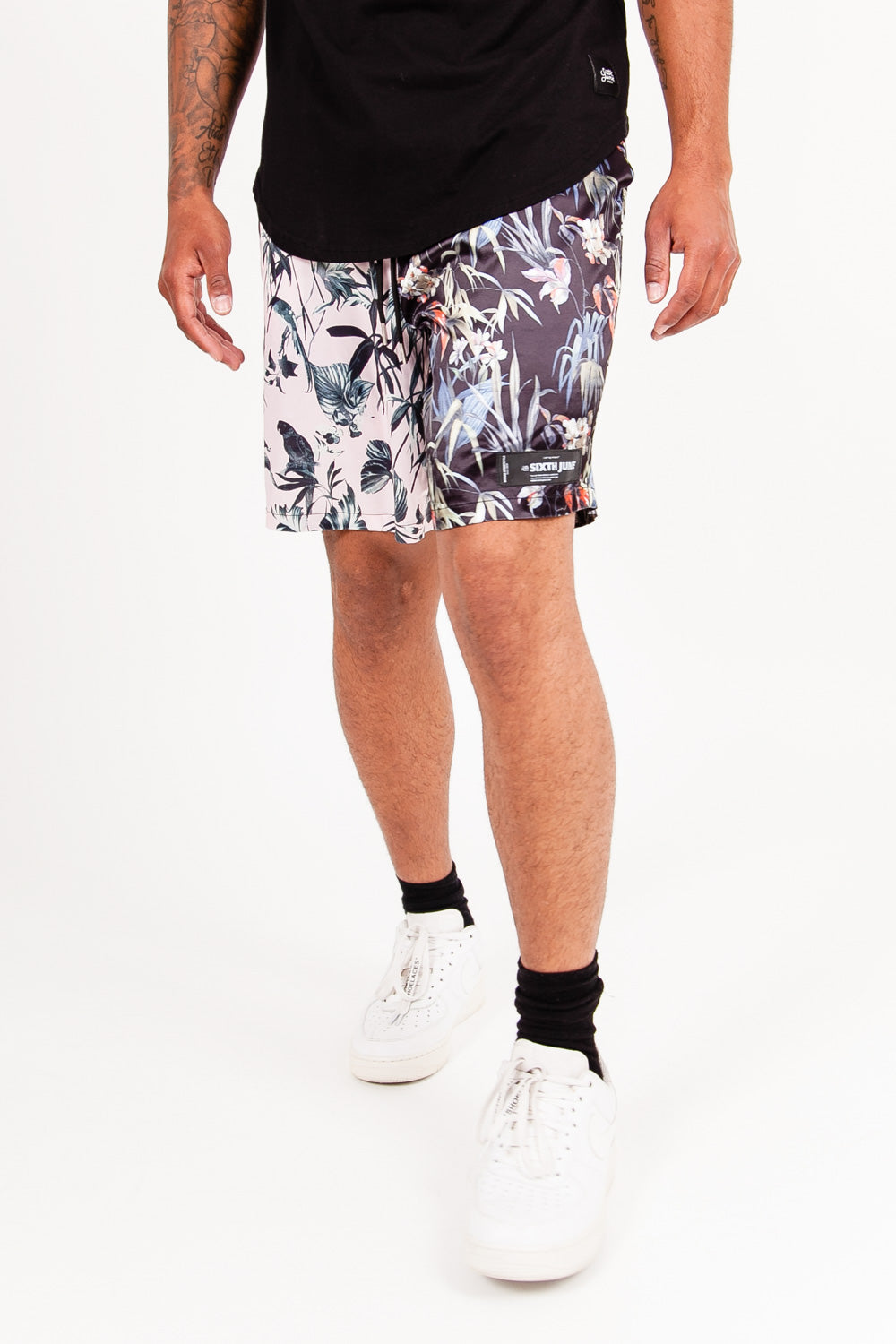 Sixth June - Short bicolore jungle rose noir