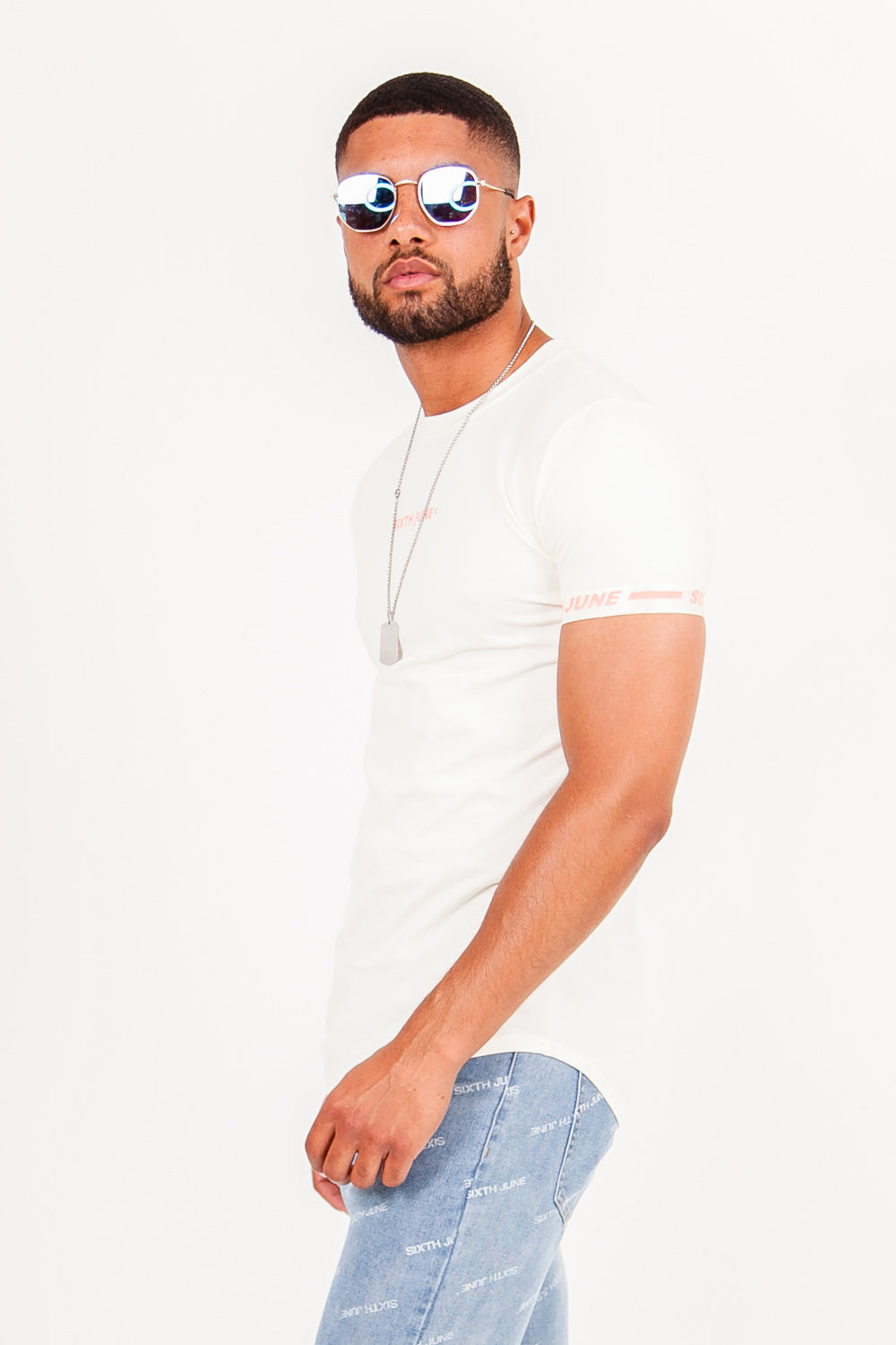 Sixth June - T-shirt logo coton manche beige