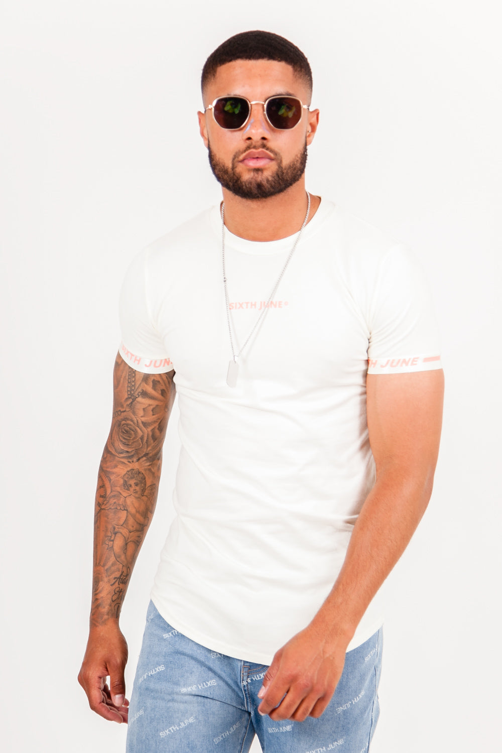 Sixth June - T-shirt logo coton manche beige