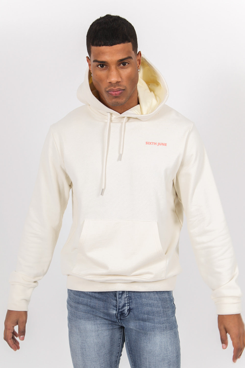 Sixth June - Sweat à capuche imprimé bande logo jaune clair