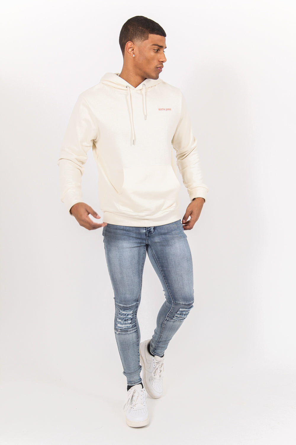 Sixth June - Sweat à capuche imprimé bande logo jaune clair