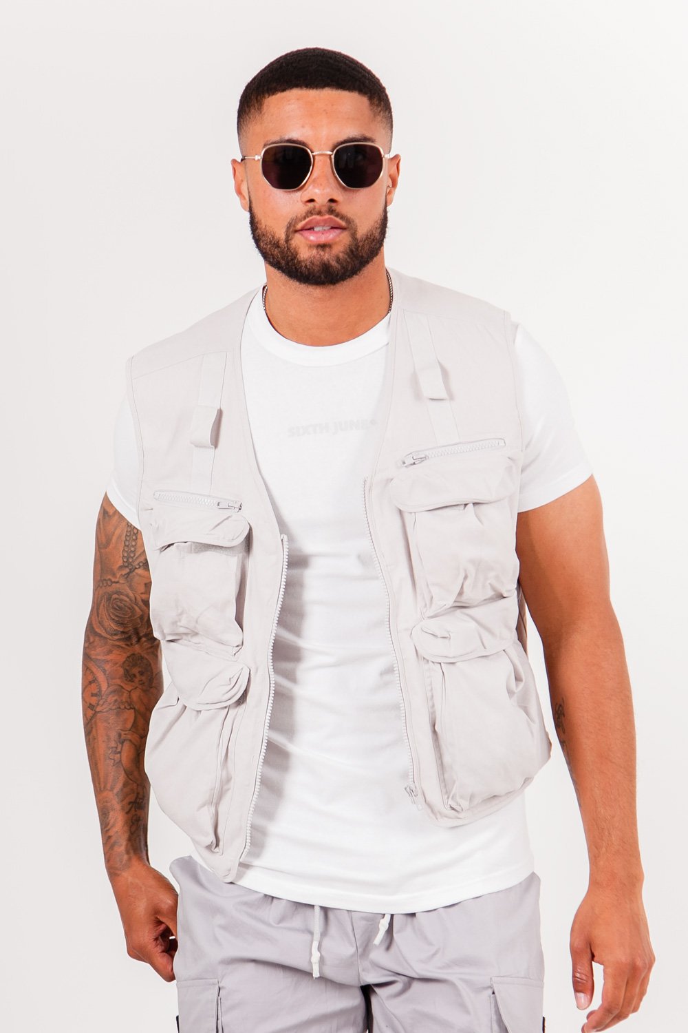 Sixth June - Gilet court multipoches Gris