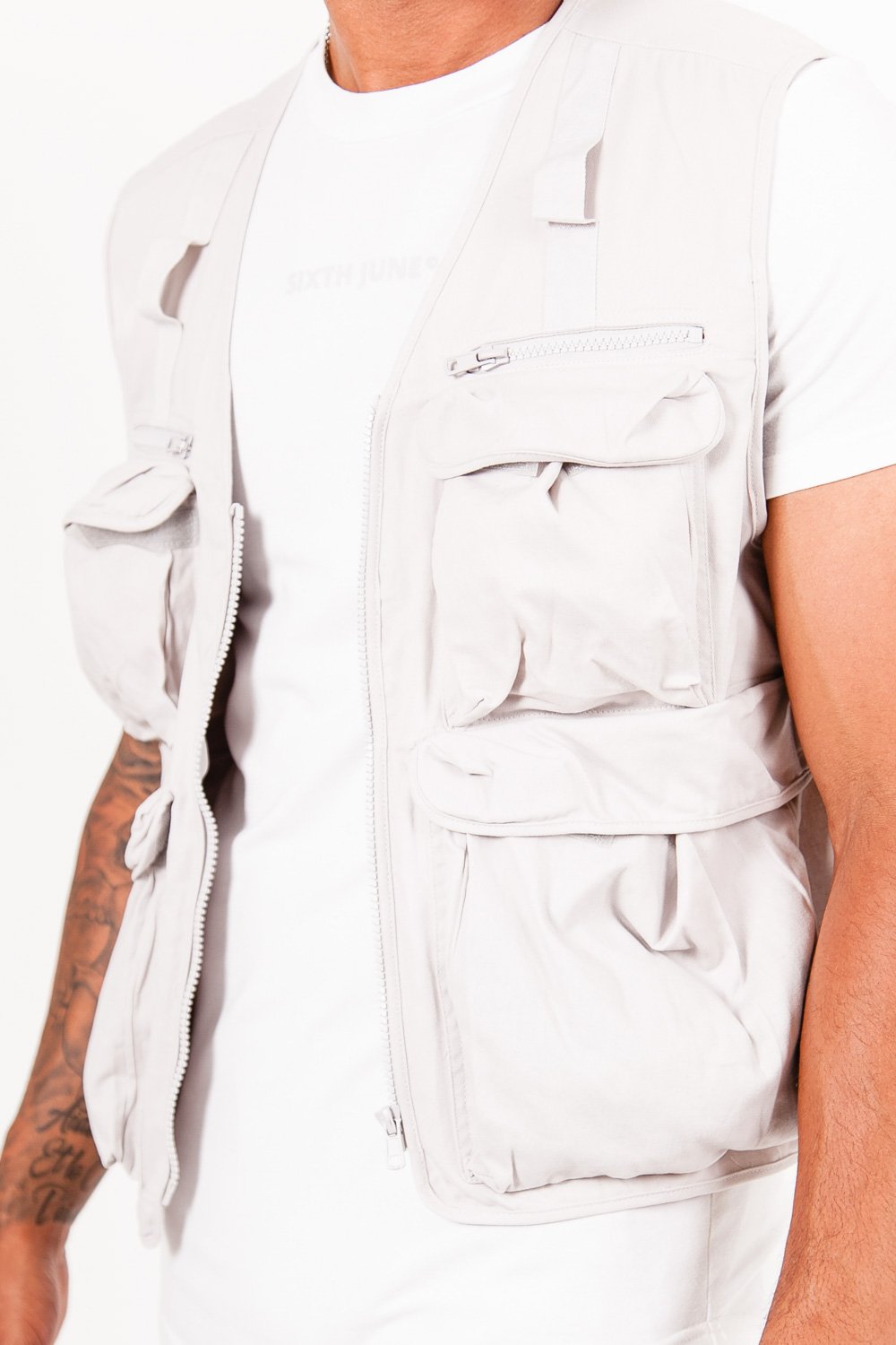 Sixth June - Gilet court multipoches Gris