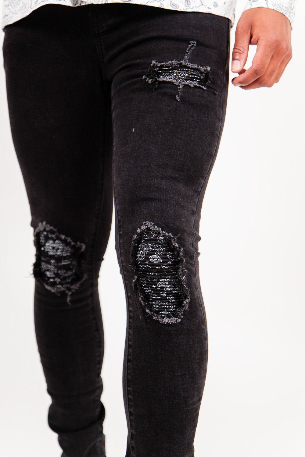 Sixth June - Jean biker bandana Noir