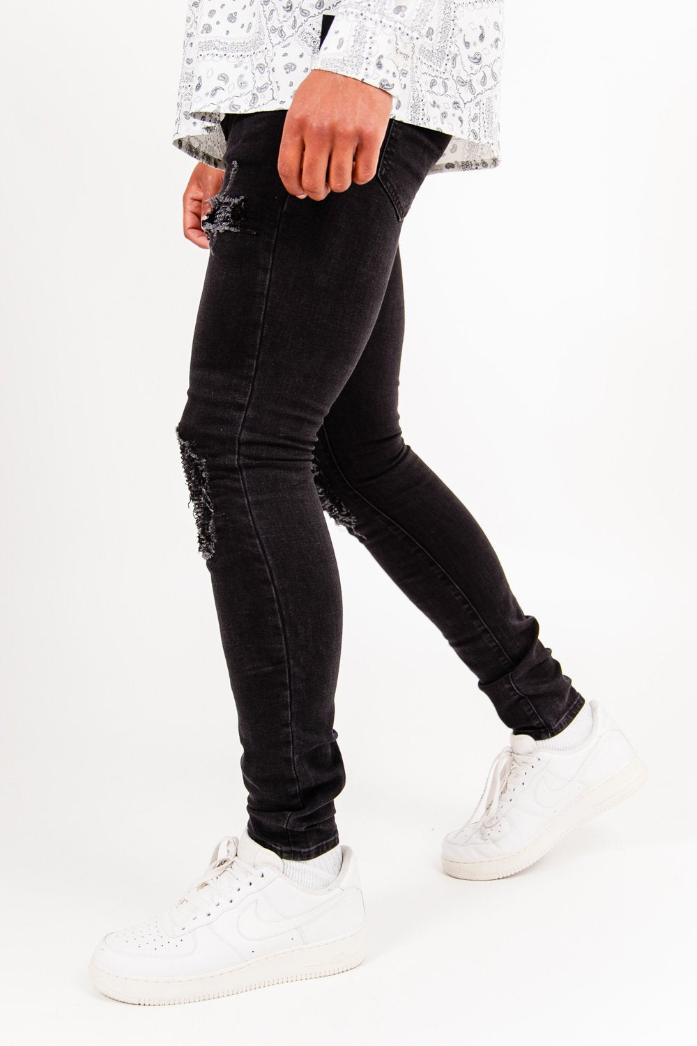 Sixth June - Jean biker bandana Noir