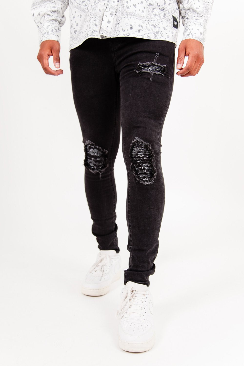 Sixth June - Jean biker bandana Noir