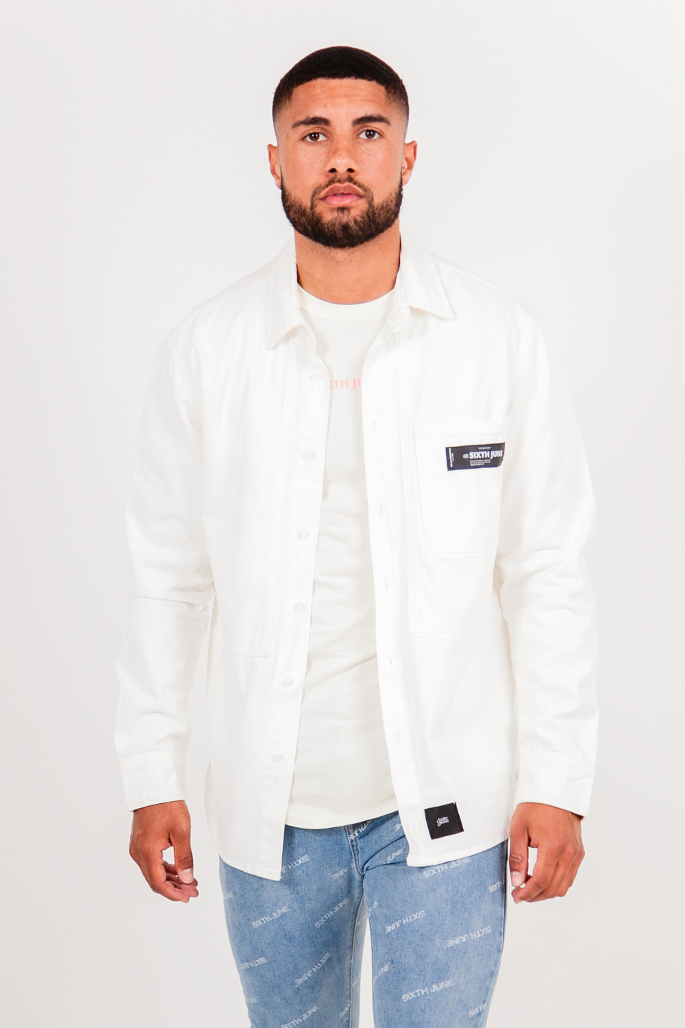 Sixth June - Chemise patch réfléchissant blanc