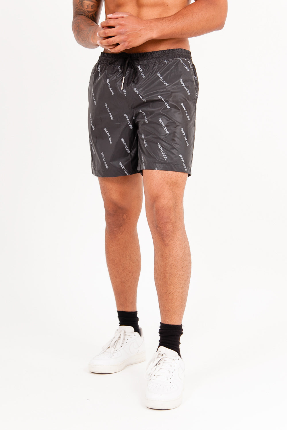 Sixth June - Short de bain all over réfléchissant noir