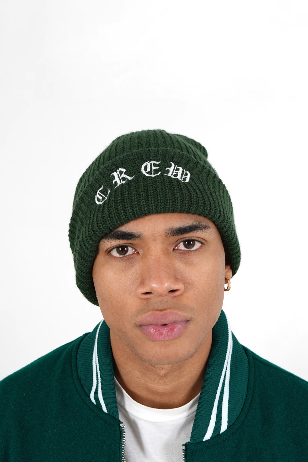 Embroidered Crew beanie Green