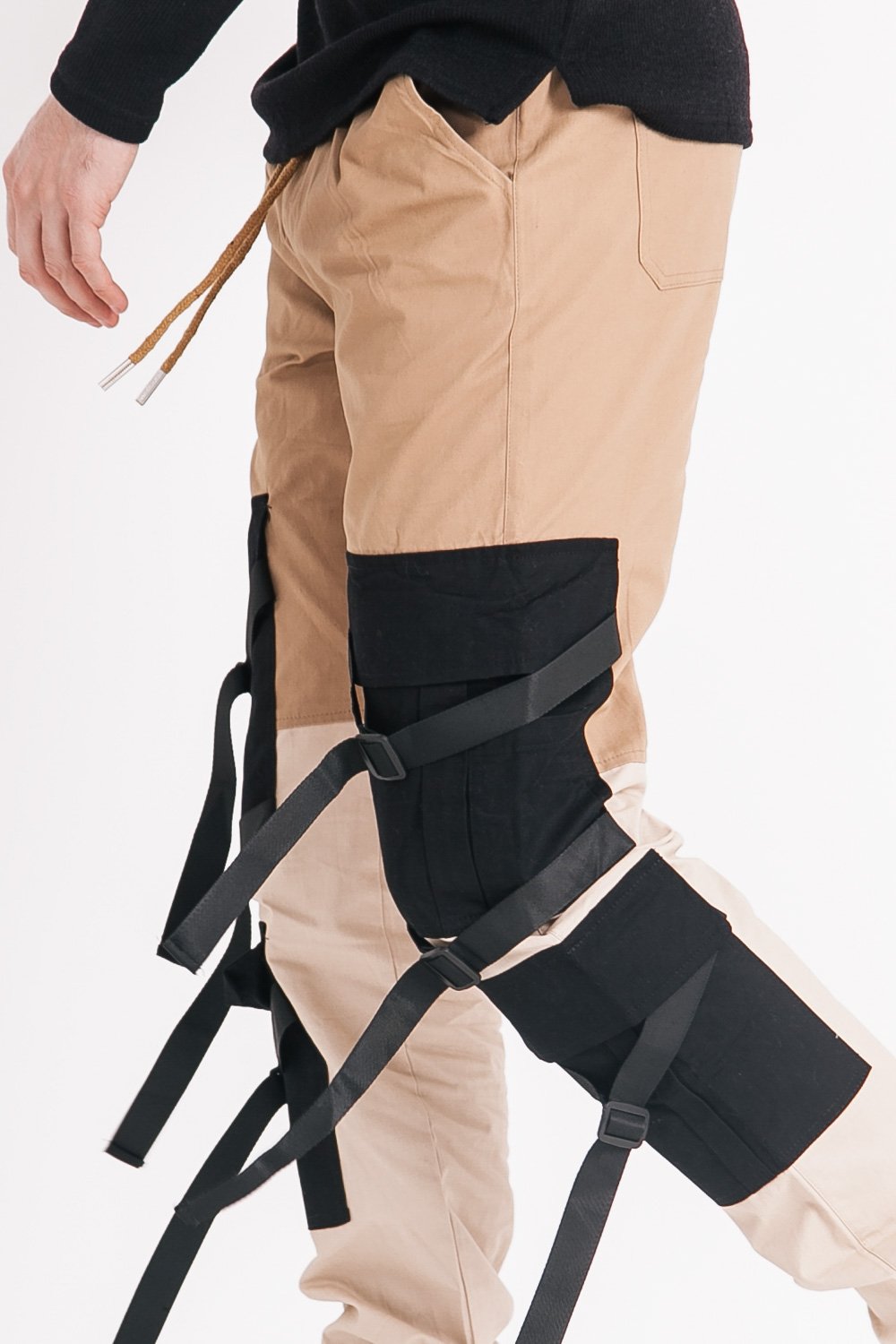 Sixth June - Pantalon cargo tactique empiècements sangles Beige