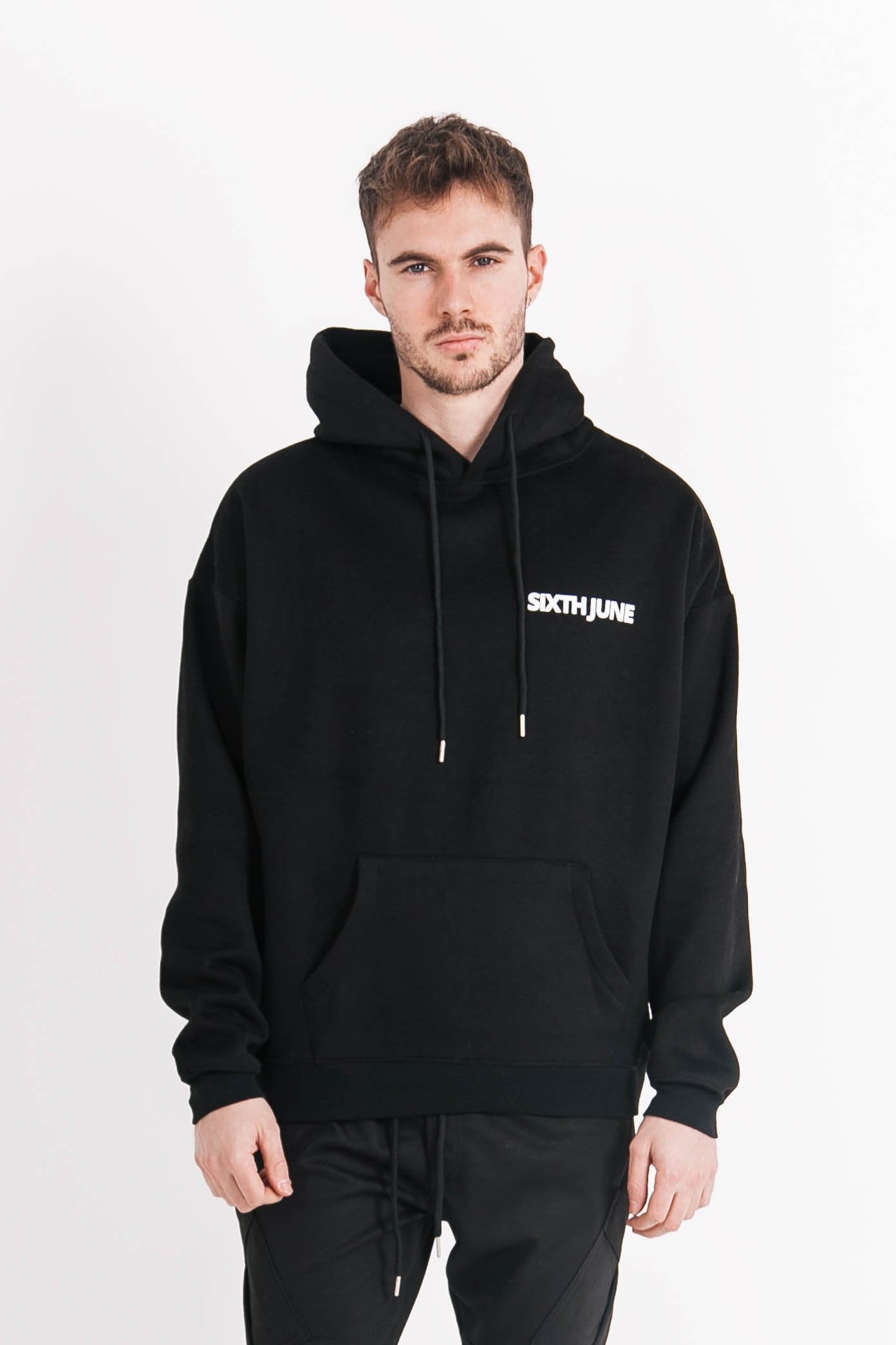 Sixth June - Sweat capuche oversize logo décalé Noir