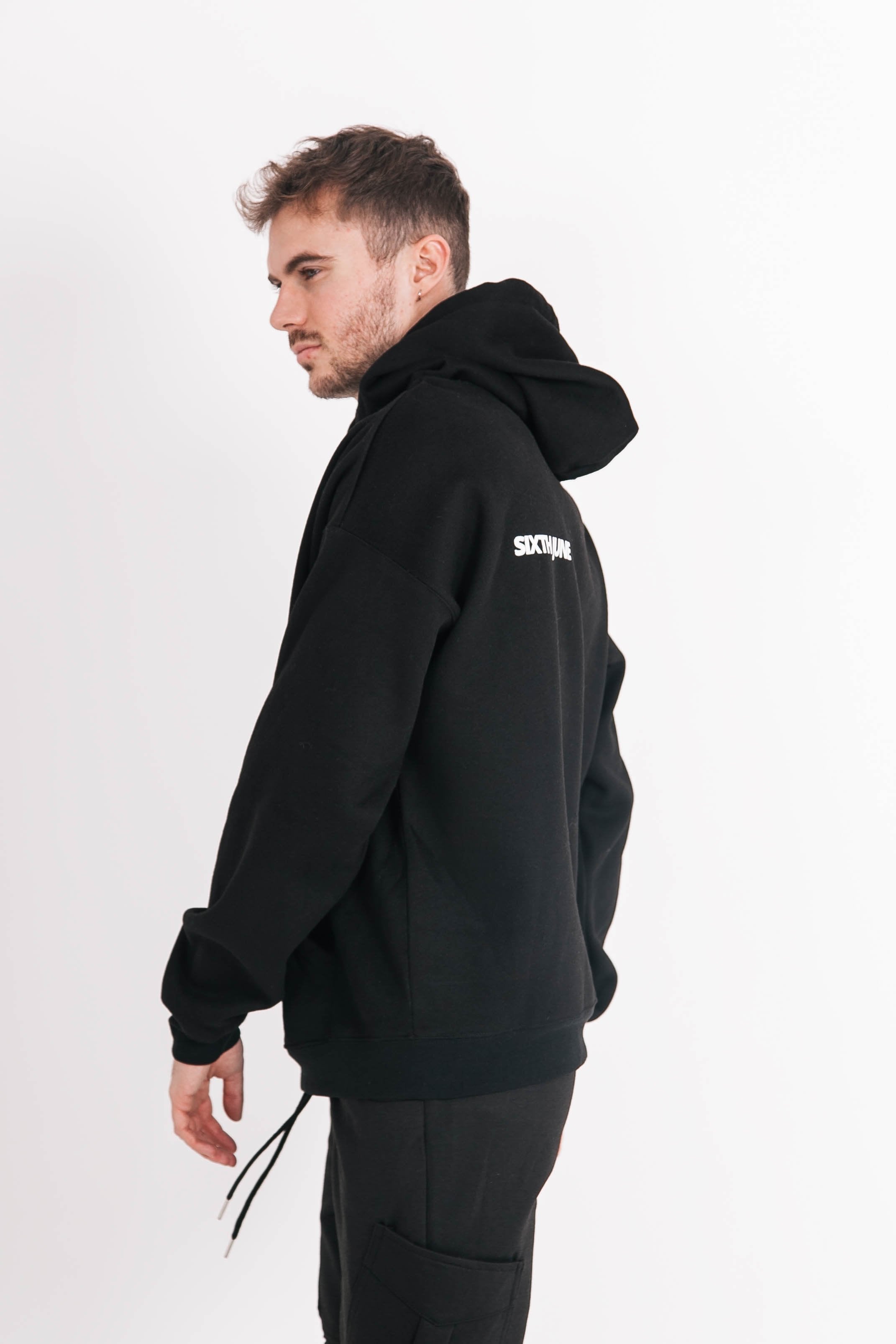 Sixth June - Sweat capuche oversize logo décalé Noir