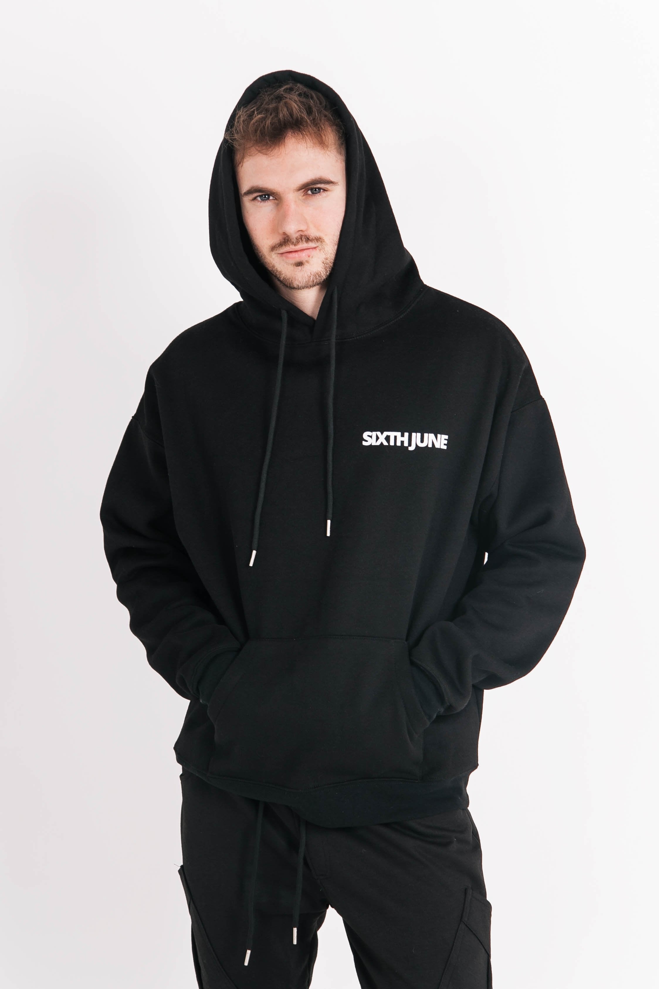 Sixth June - Sweat capuche oversize logo décalé Noir