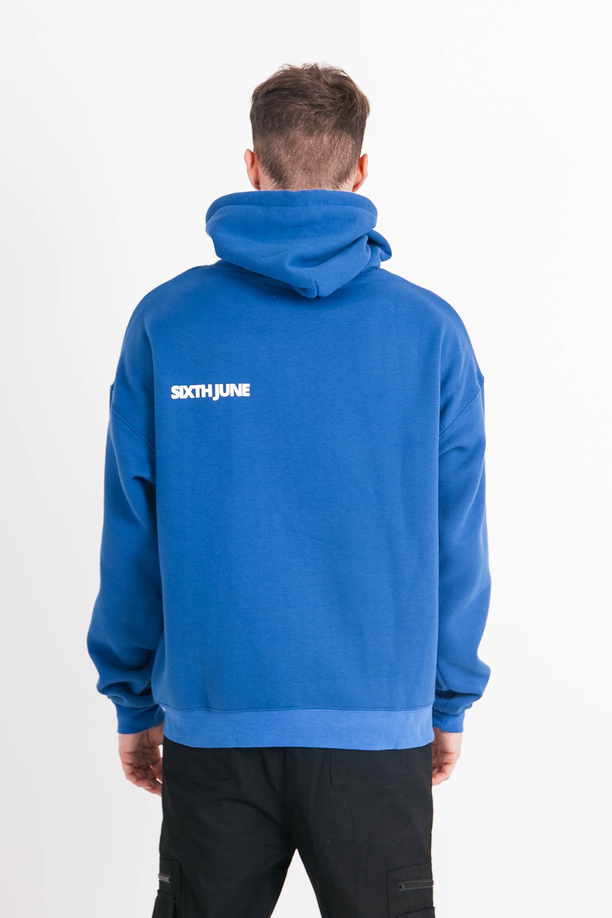 Sixth June - Sweat capuche oversize logo décalé Bleu