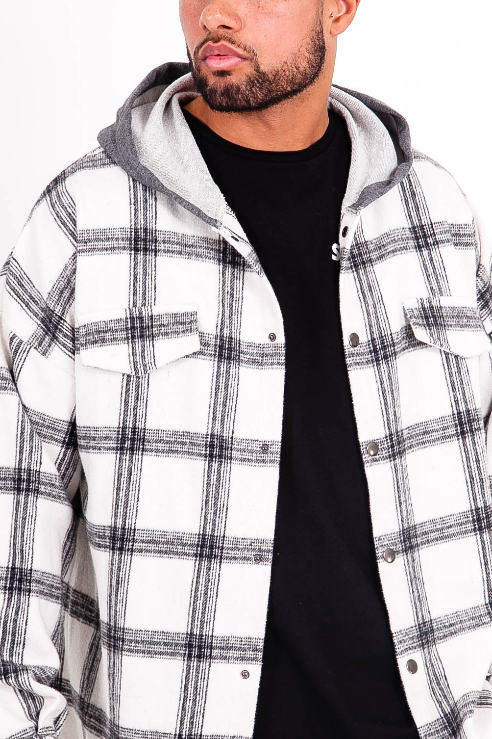 Sixth June - Chemise tartan capuche blanc