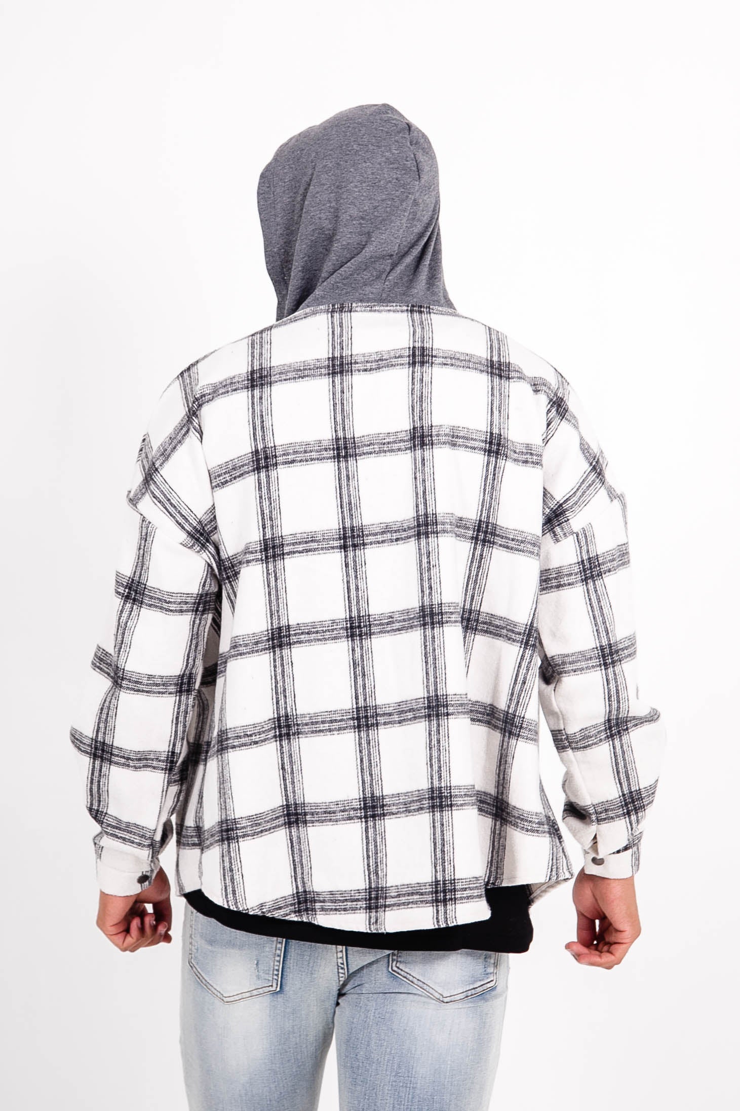 Sixth June - Chemise tartan capuche blanc