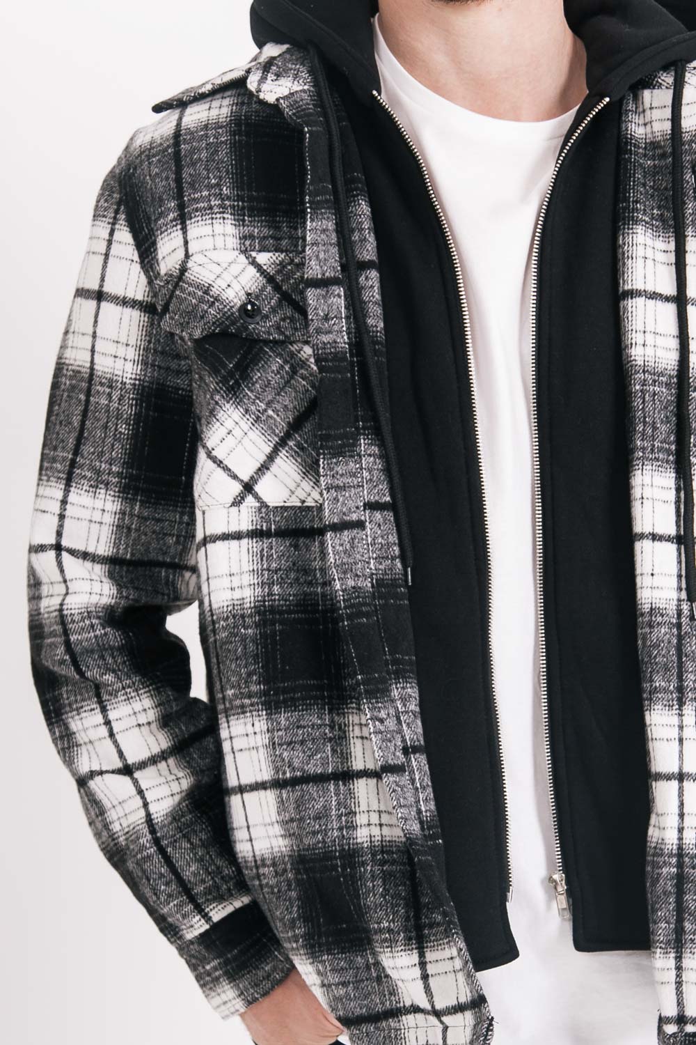 Sixth June - Veste capuche polaire tartan noir