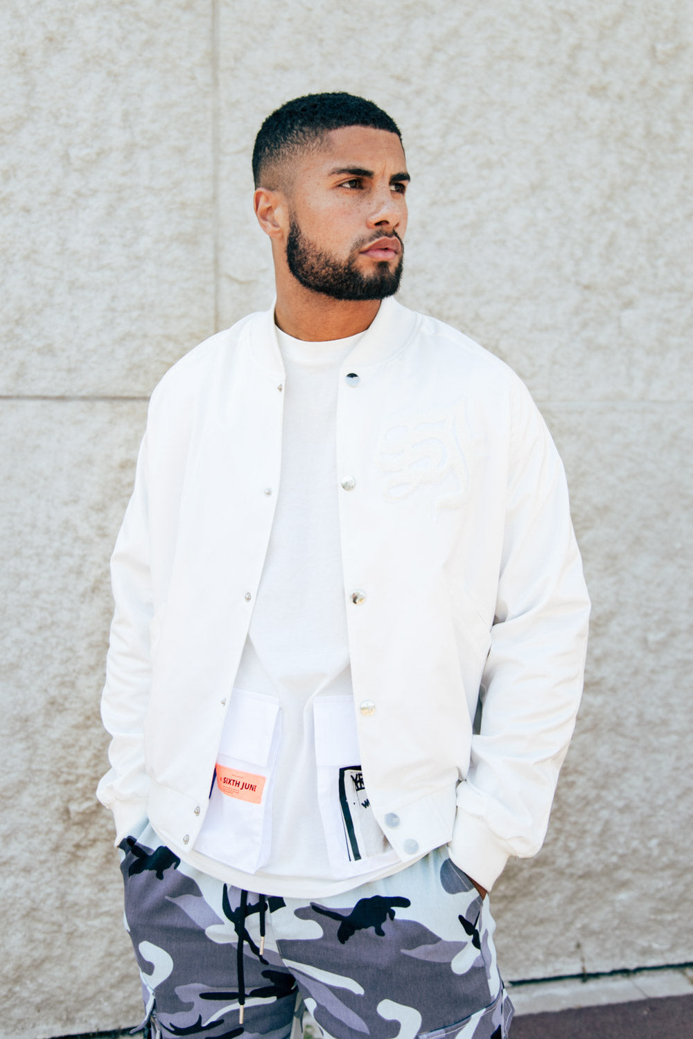 Sixth June - Blouson Teddy patch blanc