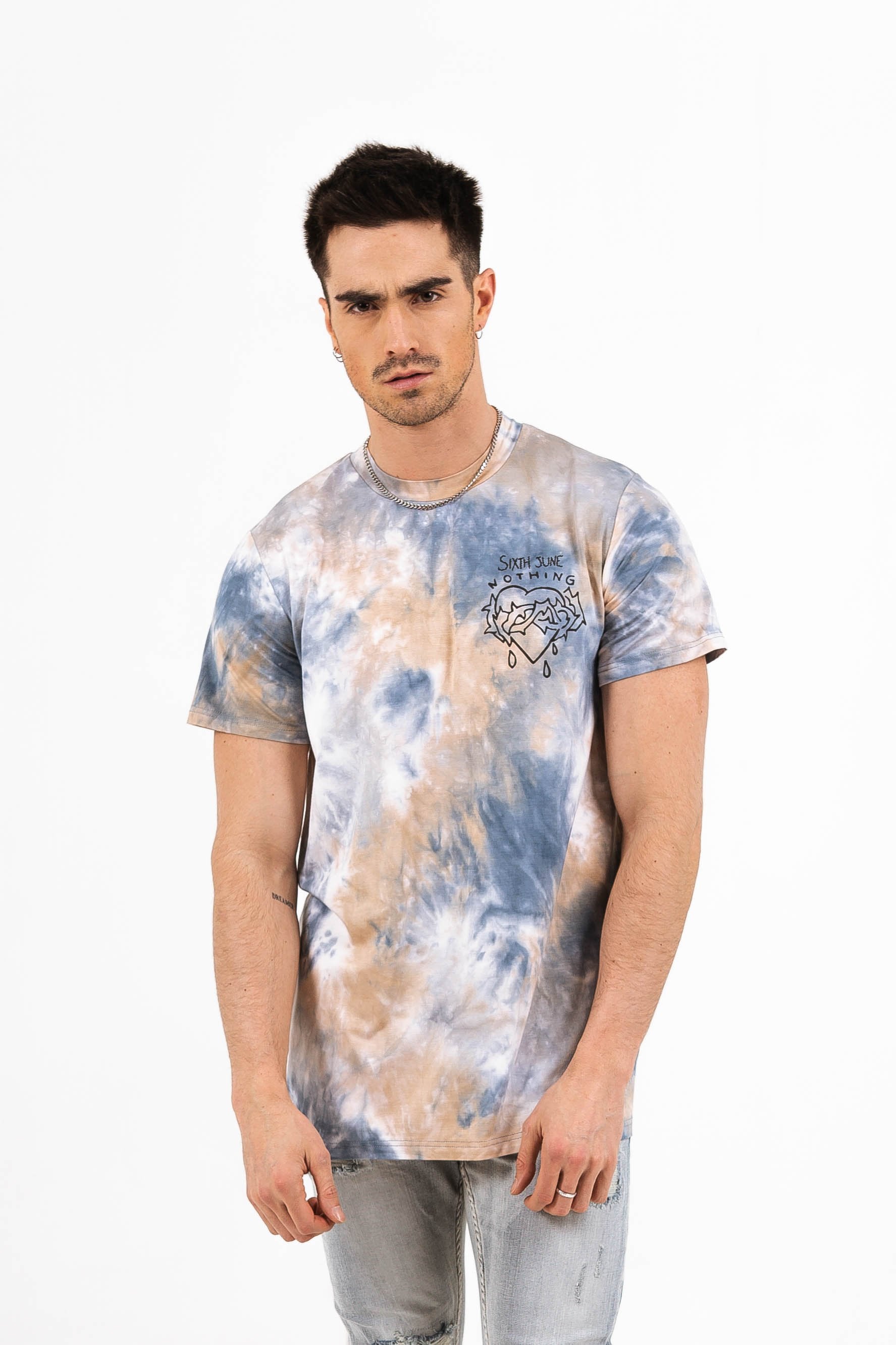 Sixth June - T-shirt tie dye nothing bleu beige