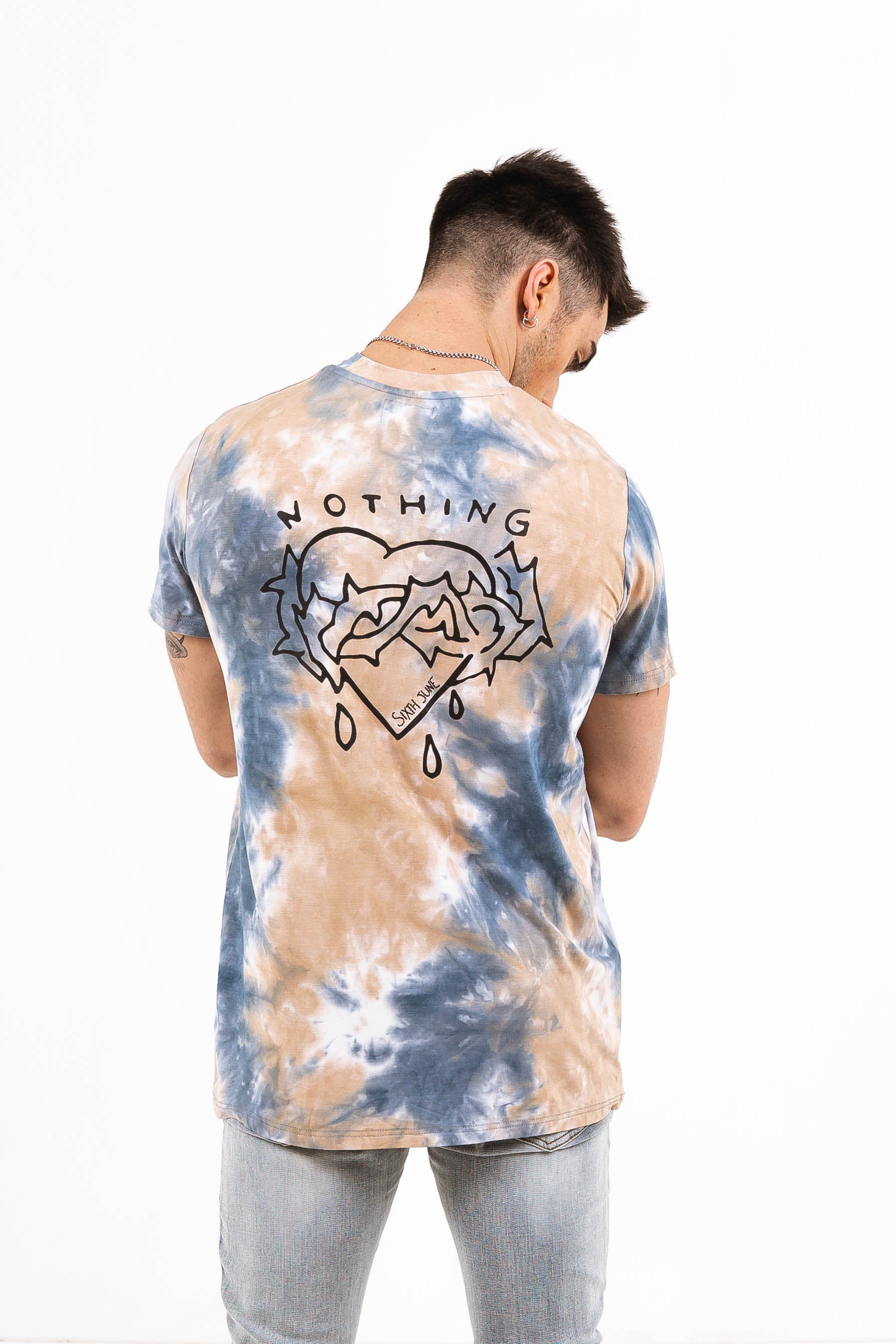 Sixth June - T-shirt tie dye nothing bleu beige