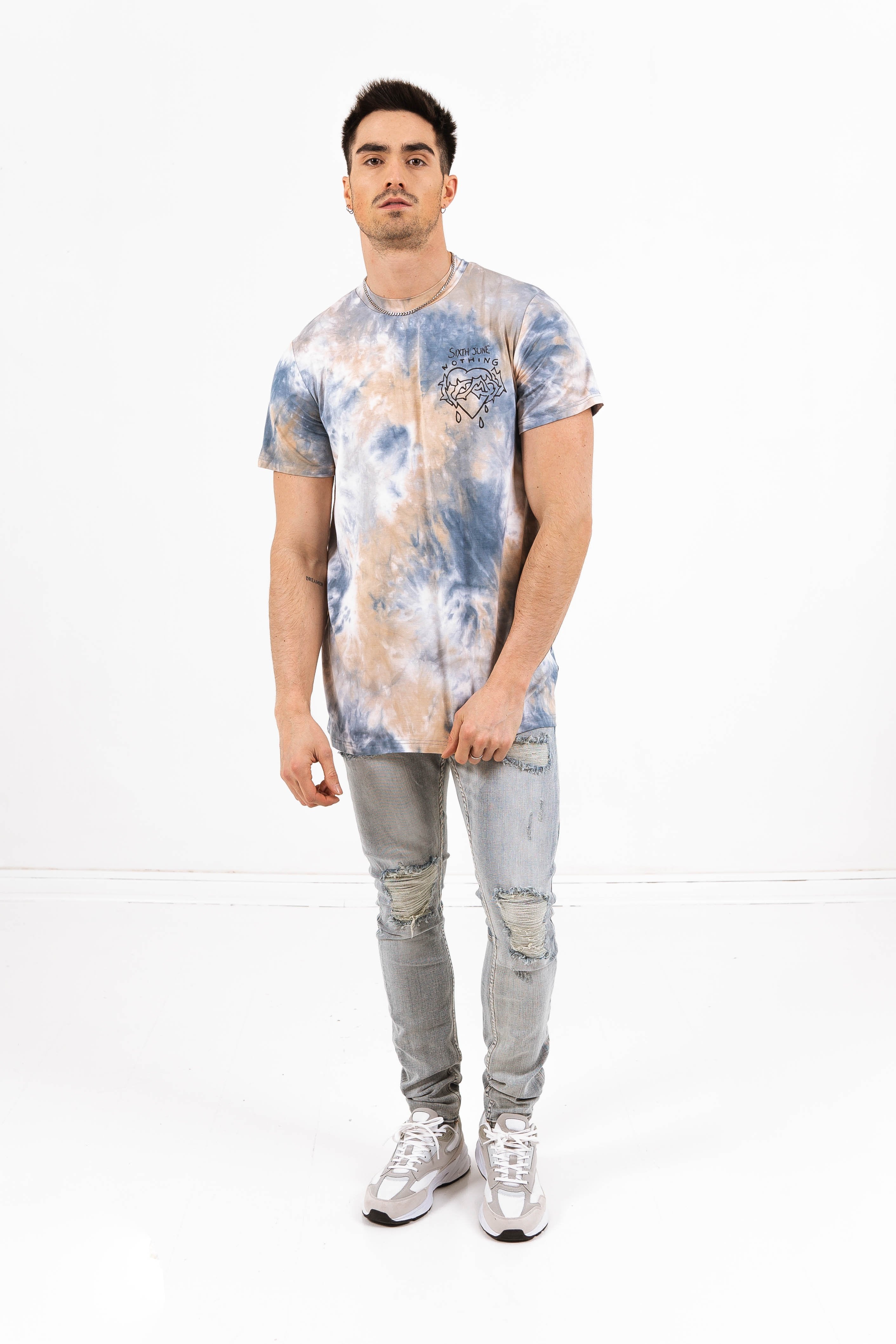 Sixth June - T-shirt tie dye nothing bleu beige