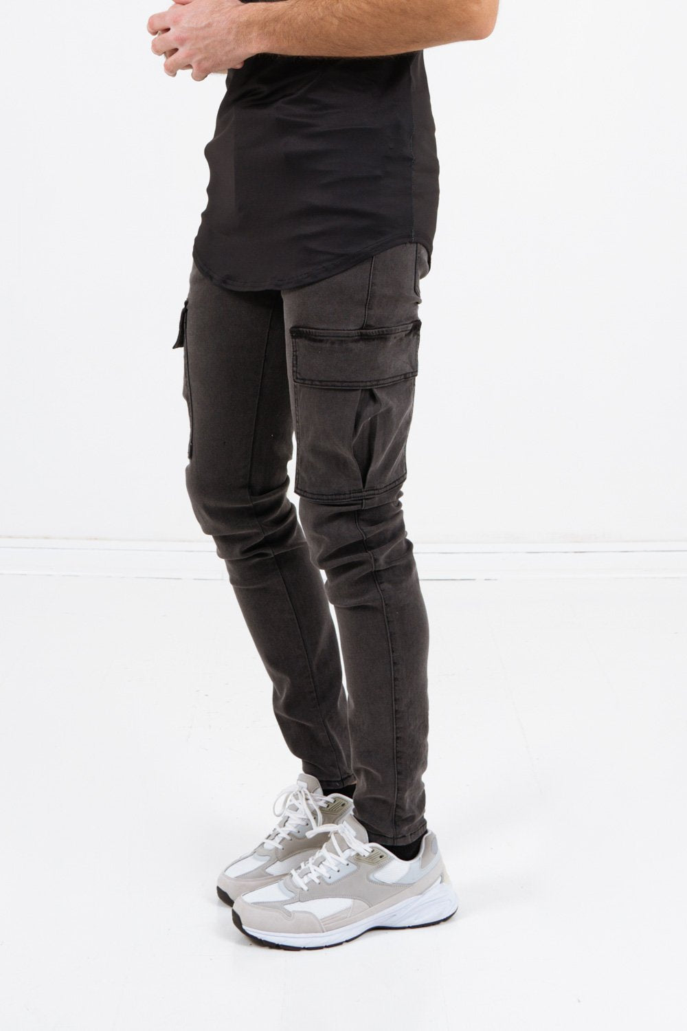 Sixth June - Jean cargo souple skinny Gris foncé