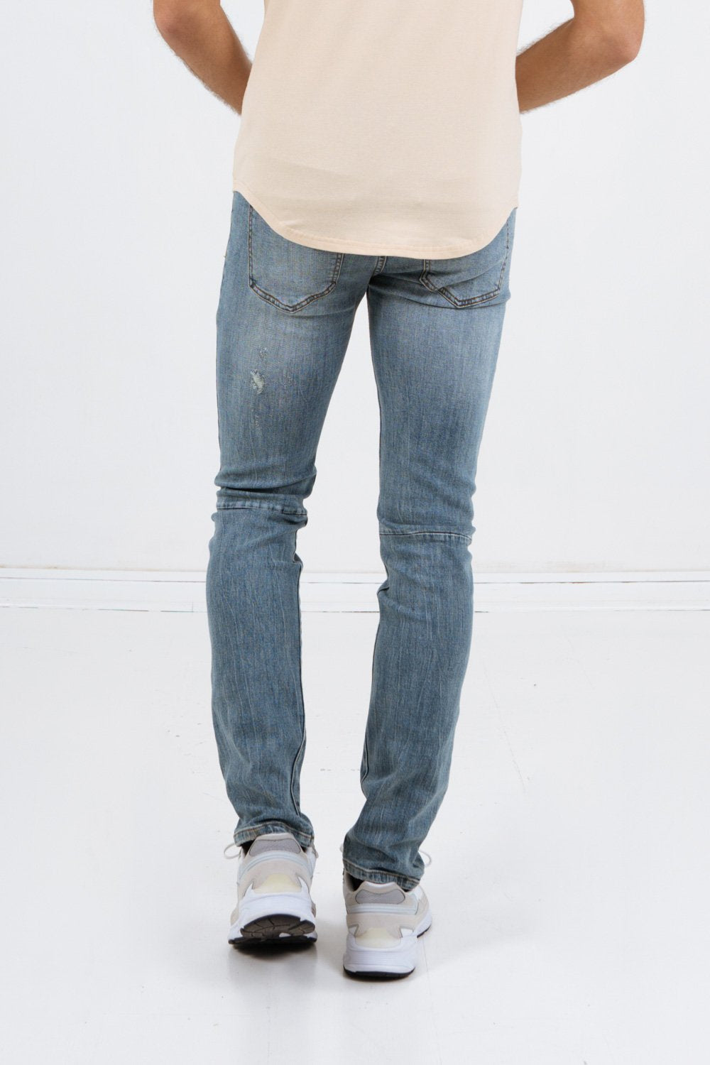Jean usé délavé skinny bleu