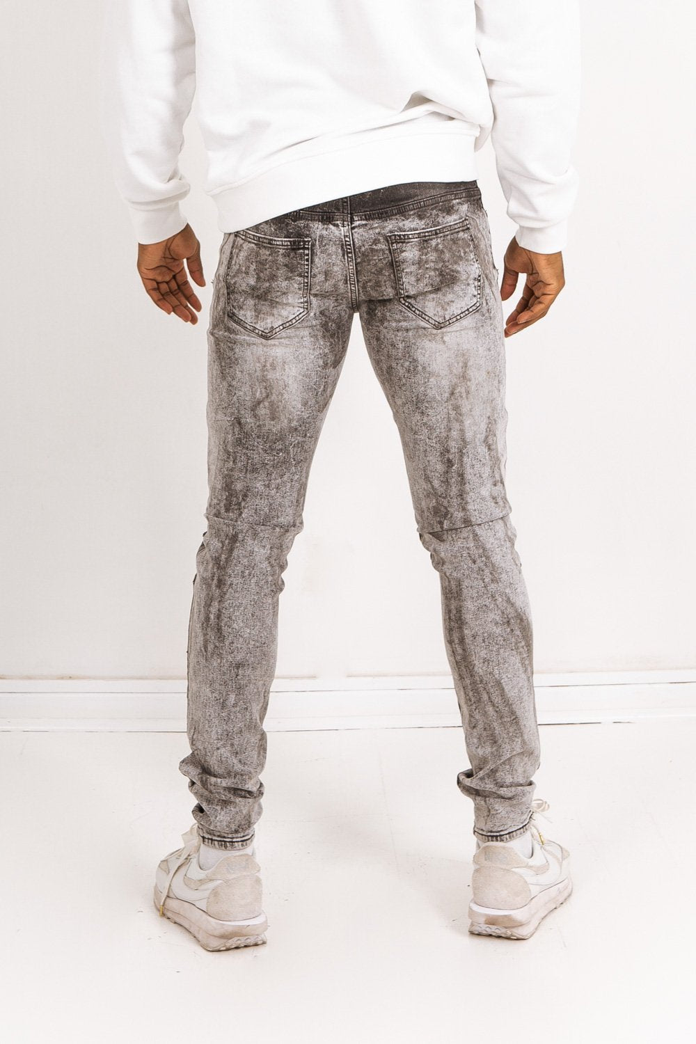 Jean Biker Lightly Washed Destroy Grey M2223Hde