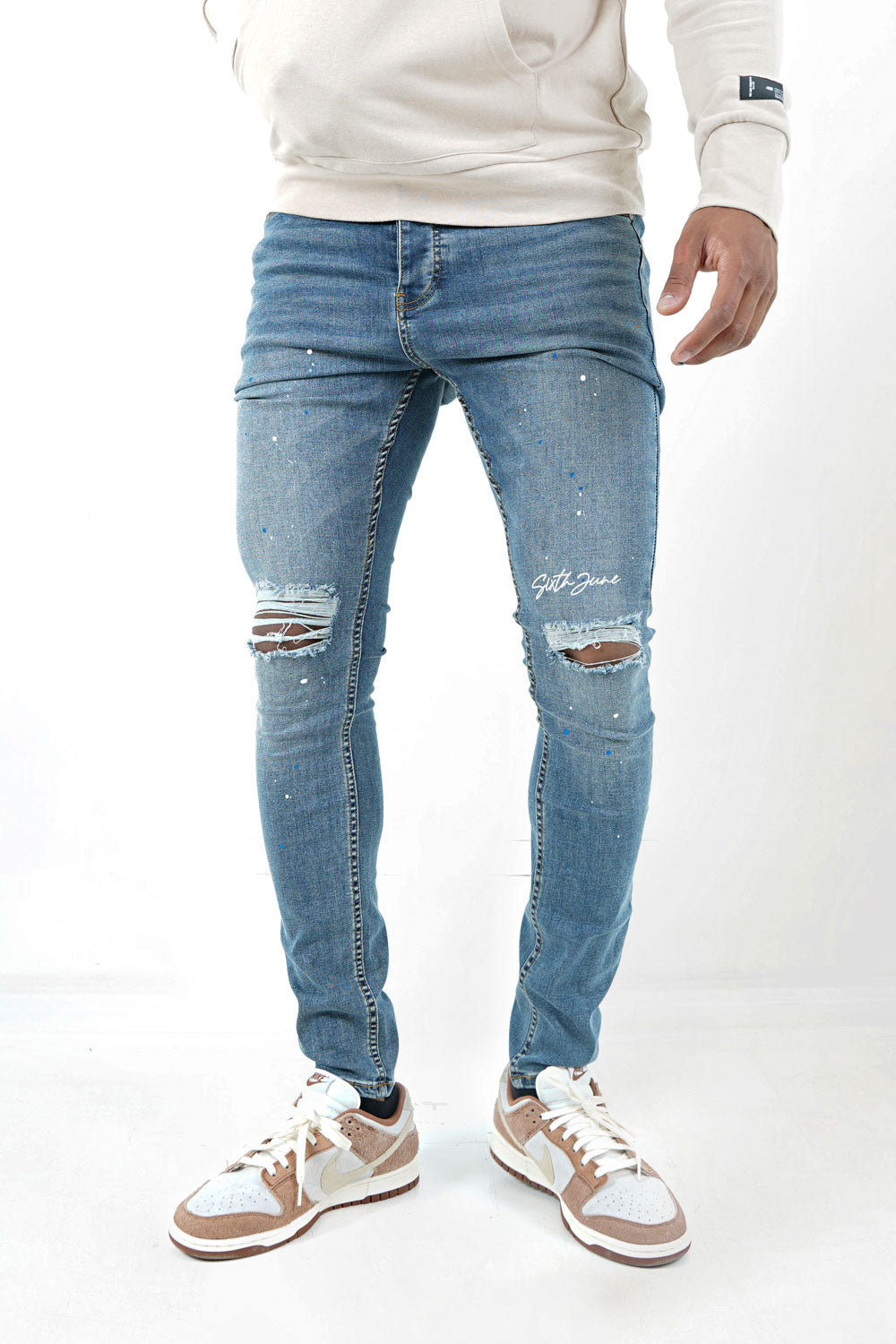 Sixth June - Jean déchirures encre Bleu foncé