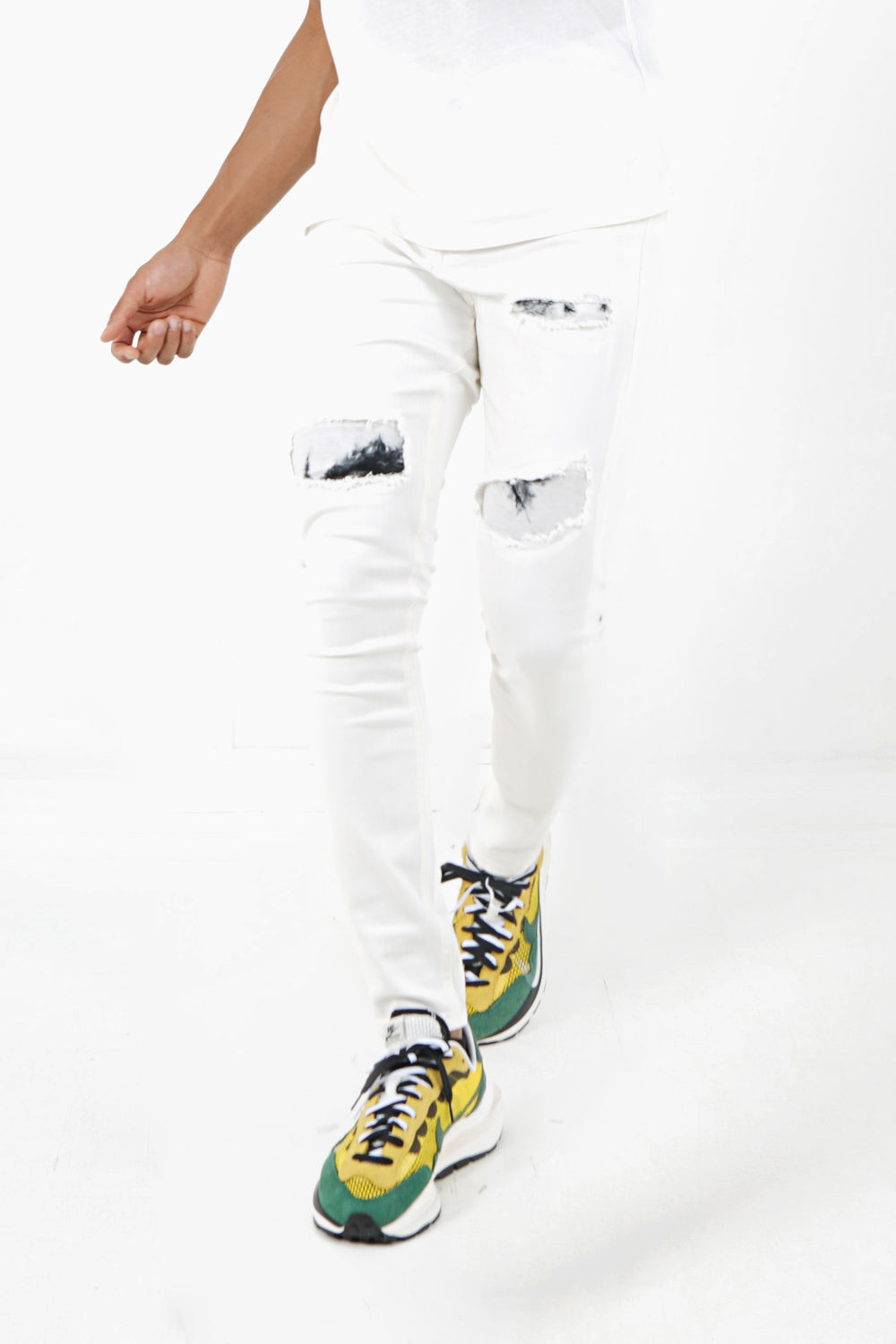 Tie Dye yokes jeans White