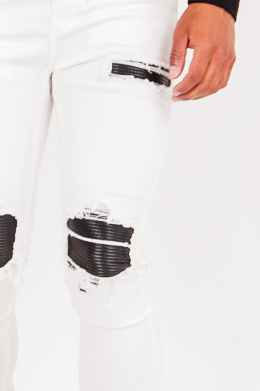 Jean déchiré biker blanc