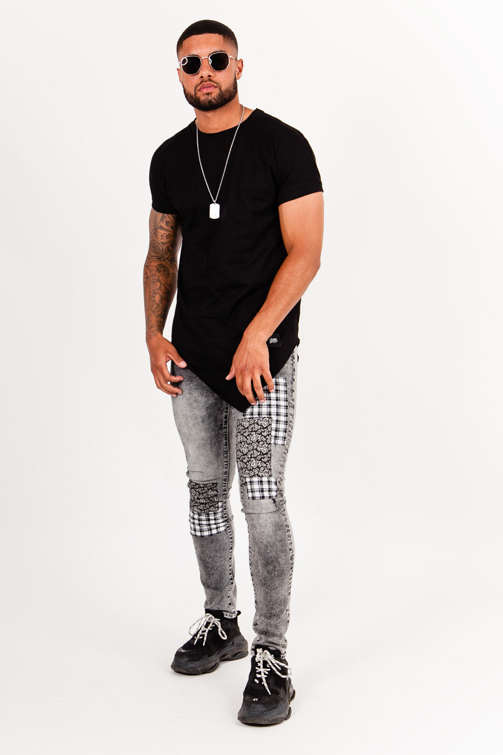 Sixth June - Jean bandana tartan gris