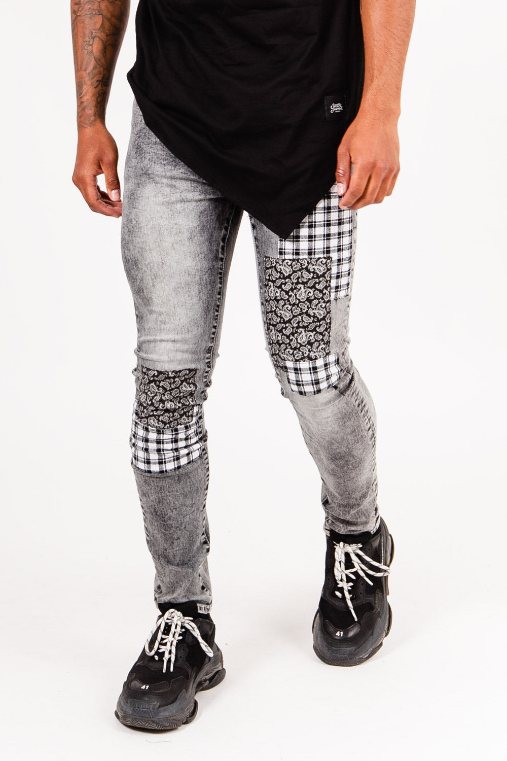 Sixth June - Jean bandana tartan gris