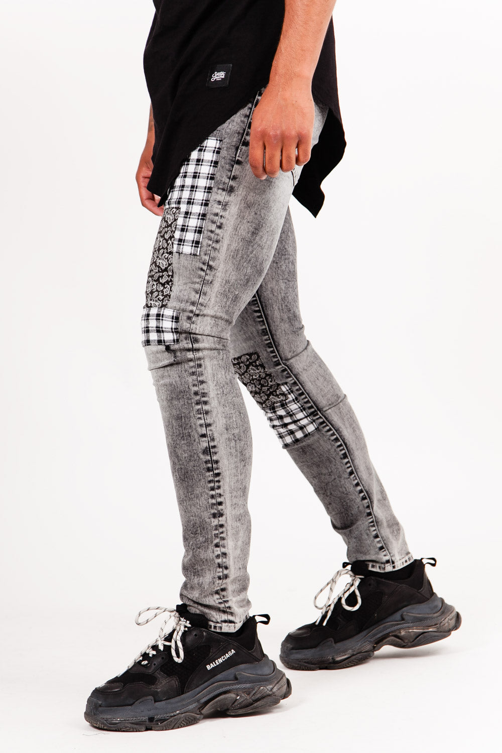 Sixth June - Jean bandana tartan gris