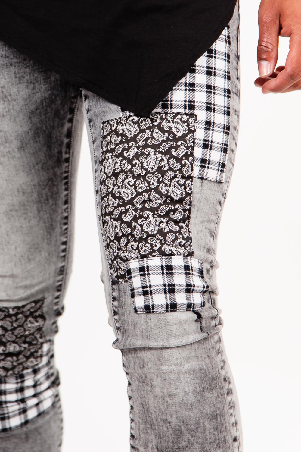 Sixth June - Jean bandana tartan gris