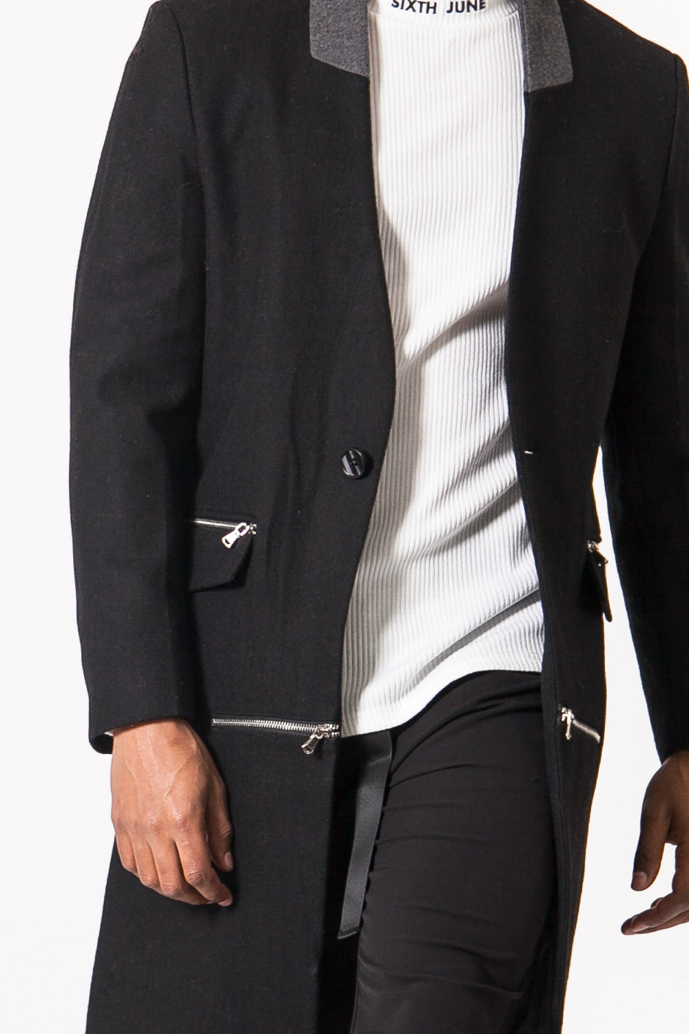 Sixth June - Manteau laine zips noir