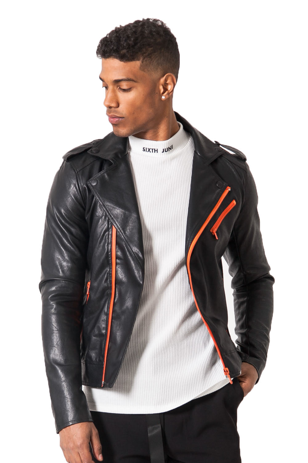 Sixth June - Veste noir orange