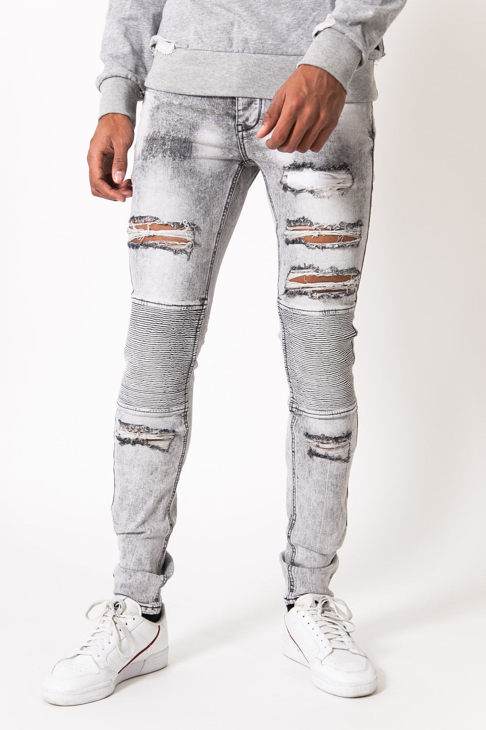 Sixth June - Jean biker délavé gris 1383H