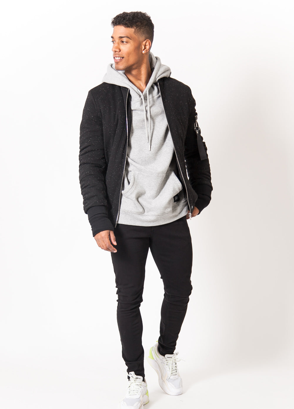 Sixth June - Bomber moucheté Sixth June zip noir