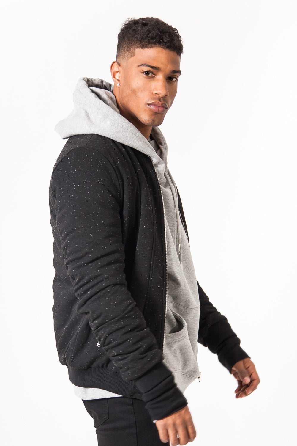 Sixth June - Bomber moucheté Sixth June zip noir