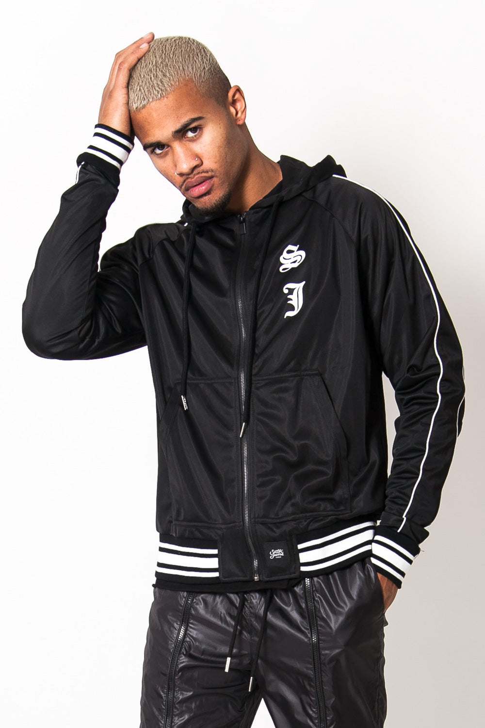 Sixth June - Veste jogging satin noir M2421CJA